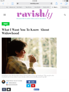 My article on Ravishly about reaching out to he newly widowed
